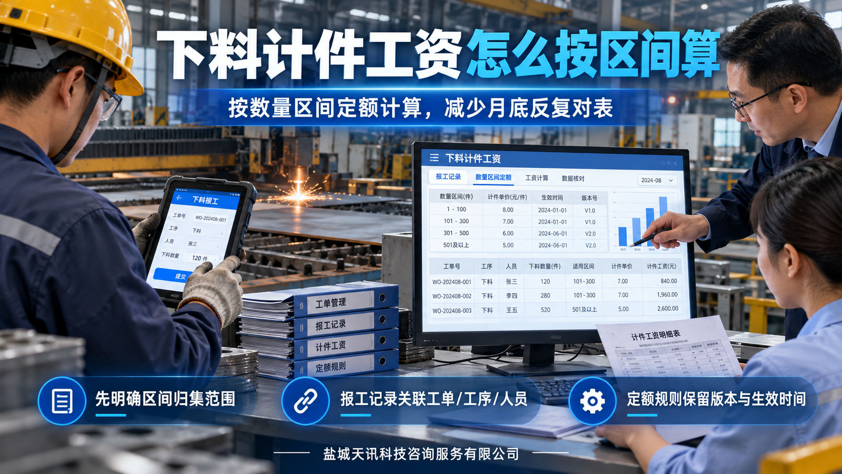 下料计件工资怎么按区间算
